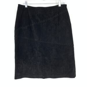 Sonoma Suede Skirt Womens 12 Black Midi High Waist Leather Lined Vintage